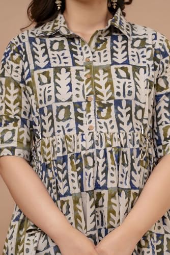 Image of Maternity Feeding Anarkali Kurti Dress for Women | Cotton Nursing Kurta with Both Side Zippers | Pregnancy & Nursing Wear | Comfortable Ethnic