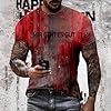 YOSUWOAI Problem Solved T-Shirt Halloween T-Shirt Blood Stain Halloween Casual Crew Neck Blood Splash Pattern Tops Horror Printed Short Sleeve T-Shirts Gym Muscle Shirt, q black red2, 3XL #3