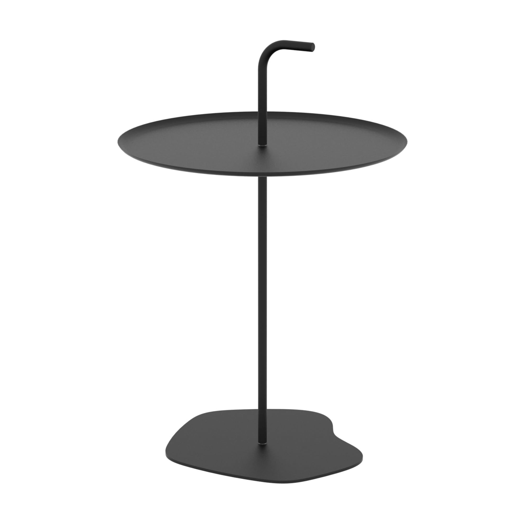 casa.pro Calimera metalowy stół outdoorowy, 56 x Ø 38 cm, czarny, okrągły, meble balkonowe, odporny na warunki atmosferyczne, stolik pomocniczy, stół ogrodowy z wbudowanym uchwytem