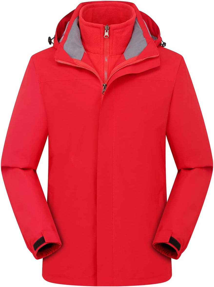 ZGZZ7 Men's Winter Outdoor 3 in 1 Detachable Fleece Snowboard Jackets Athletic Thermal Skiing Jackets