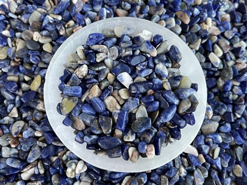Image of GAF TREASURES 2 oz Lot Natural Semi Sodalite Tumbled Gemstone Chips, Crushed Mini Crystals, Undrilled Crystal Chips (Sodalite)