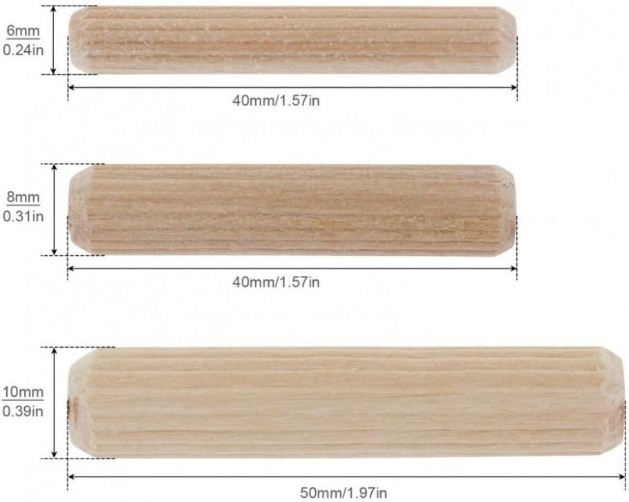 Joint Connector Pegs, 1000Pcs Cork Fluted Needle Bolt Woodworking Chamfered Wood Carvings Bed Drawers Nails 6/8/10mm for Furniture DIY Crafts(6mm)