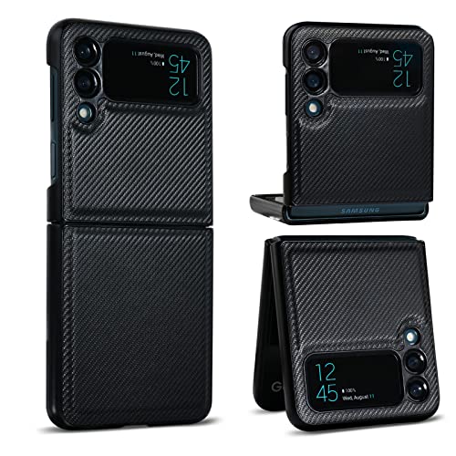 Étui Samsung Galaxy Z Flip 3 5G AKABEILA en cuir PU noir noir anti-rayures