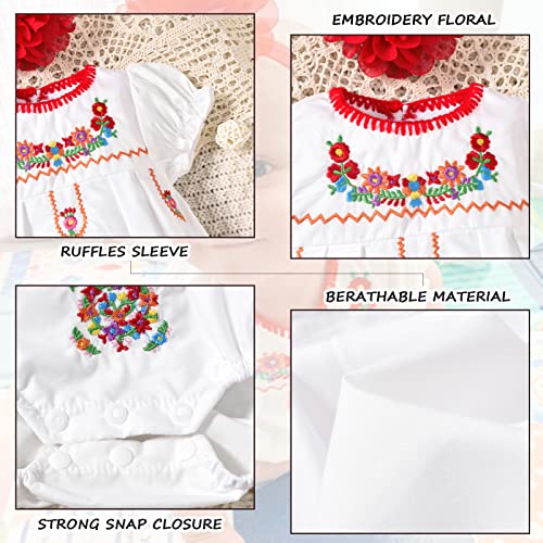 Hintina Infant Baby Girl Mexican Ethnic Embroidery Floral Bodysuit Short Sleeve Romper Cinco De Mayo Fiesta Outfits 6-12 Months #TOP3