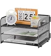 EASEPRES 3 Trays Paper Organizer with Handle, Mesh Desk File Organization for Office, Home or Sch...