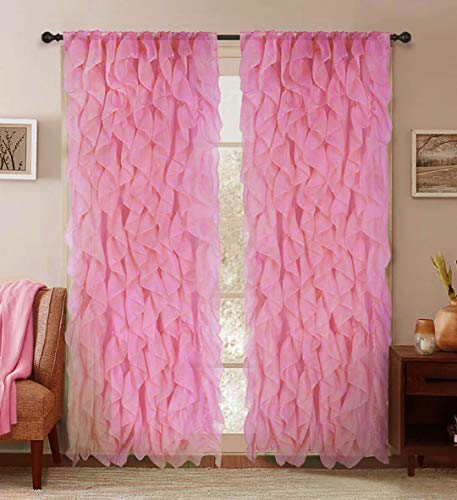 Sapphire Home Cascade Curtain Panels - Ruffled Curtains for Bedro...