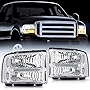 Nilight Headlight Assembly Replacement 2005 2006 2007 F250 F350 F450 F550 Super Duty Chrome Housing Clear Corner Clear Lens Headlights Assembly, 2 Years Warranty