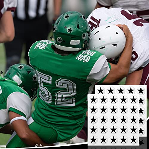 Image of Leinuosen Helmet Stickers Football Baseball Helmet Decals 1-1 /8 Inch Vinyl Sports Football Decals Self Adhesive Hockey Stickers for Hockey, Lacrosse, Batting(Clear Print Black,Star)