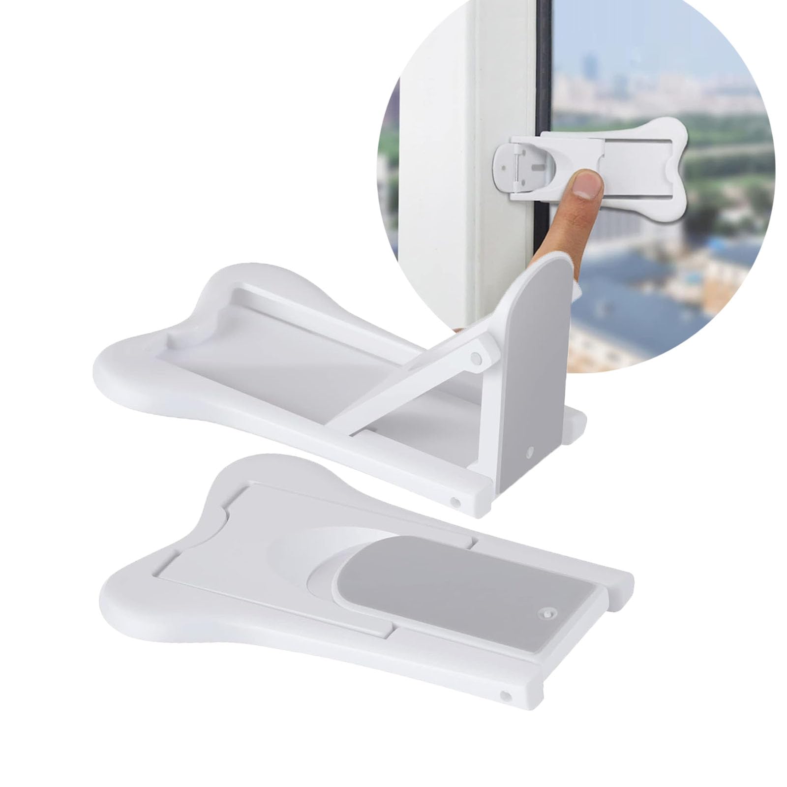 WENPENG Sliding Door Lock for Baby Safety, Window Stoppers for Vertical Windows, Baby Proof Lock for Sliding Glass Door,Window 2PK (White) (2 Count (