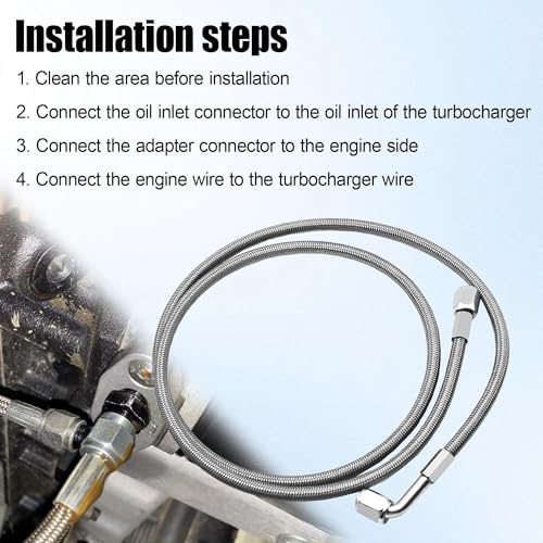 48" Billet Steel Braided Turbo Oil Feed Line Remote Turbocharger Length 4AN 90 Degree Straight Hose PTFE Line and Hose End Pressure 551871 by Shtuomoland - Used condition - Image 2