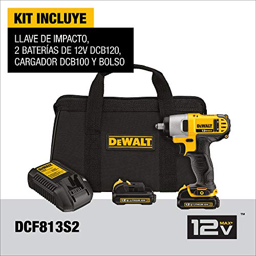 DEWALT 12V MAX Impact Wrench, Cordless, 3/8-Inch (DCF813S2)