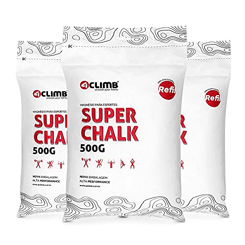 Kit com 3 pacotes de 500g de carbonato de Magnésio refil Super Chalk 4Climb