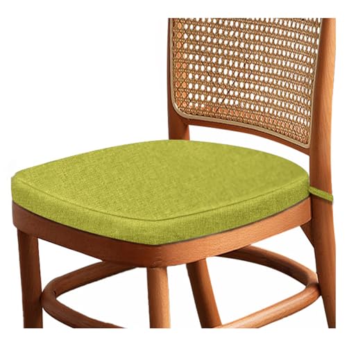 Cojín grueso para silla de comedor en forma de D de 5 cm, antideslizante, de espuma de alta densidad, con funda lavable y lazos, cómodos cojines para silla de cocina, color verde hierba