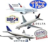Daron American Airlines, Delta & United Airlines B747 Die-cast Planes 'Matty's Toy Stop' Exclusive Gift Set Bundle - 3 Pack