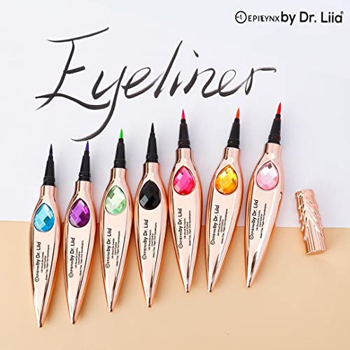 Epilynx By Dr. Liia - Gem Liquid Eyeliner Waterproof Smudge Proof With Fine Felt Tip - Long-Lasting Vegan Gluten-Free Hypoallergenic Liquid Liner Pen - Makeup Fashion Eye Liner (Black) #TOP5