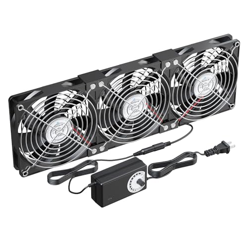 3x120mm DC Computer Fans with AC Plug & Speed Controller