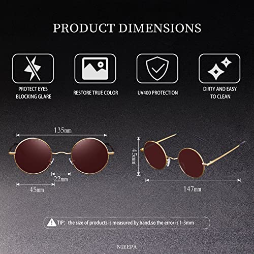 Image of Vintage Small Round Polarized Hippie Sunglasses for Men Women Circle Sun Glasses NP1002