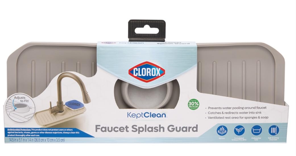 Clorox KeptClean Kitchen Faucet Splash Guard, one size, Almond Cream