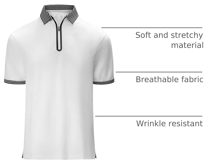Polo para hombre con cremallera y mangas cortas miniatura 3
