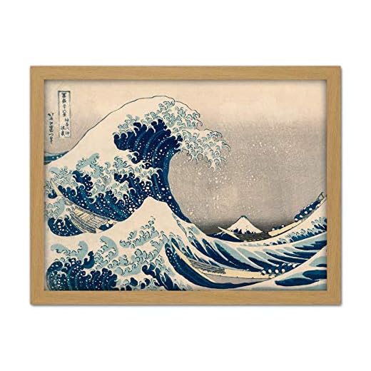 Katsushika Hokusai Under vågen utanför Kanagawa stort inramat konsttryck affisch väggdekor 18 x 24