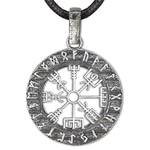 Viking Compass Vegvisir Pendant Necklace Sterling Silver 925