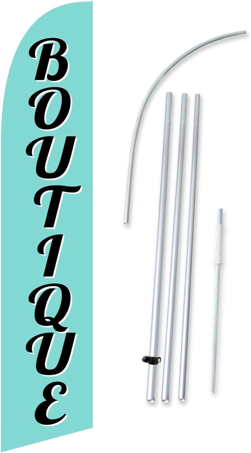 Boutique 12-foot SUPER Swooper Feather Flag With Heavy-Duty 15-foot Pole and Ground Spike