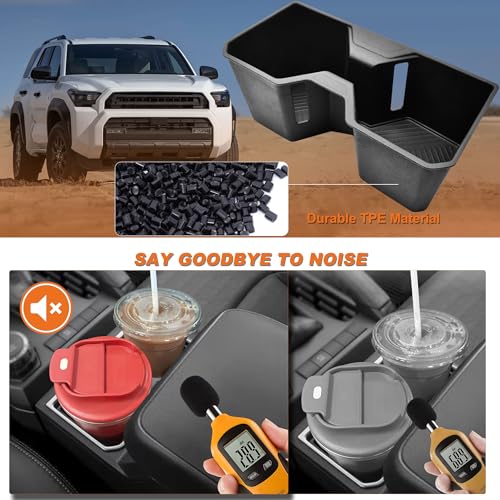 Image of Cup Holder Inserts for 2025 2026 Toyota 4Runner Accessories, Non-Slip TPE Center Console Cup Holder Protector to Prevent Spills & Scratches for 4Runner Interior Accessories