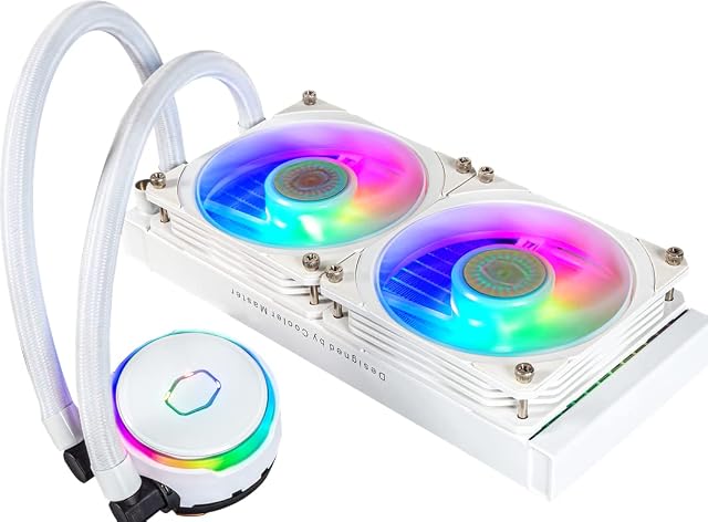 Cooler Master MasterLiquid PL240 Flux White Edition Chłodzenie Wodne Procesora AIO - 2 Wentylatory 120mm, Radiator 240mm, Adresowalny Kontroler RGB 2. Gen. w Zestawie - Zgodność z AMD i Intel - Biały