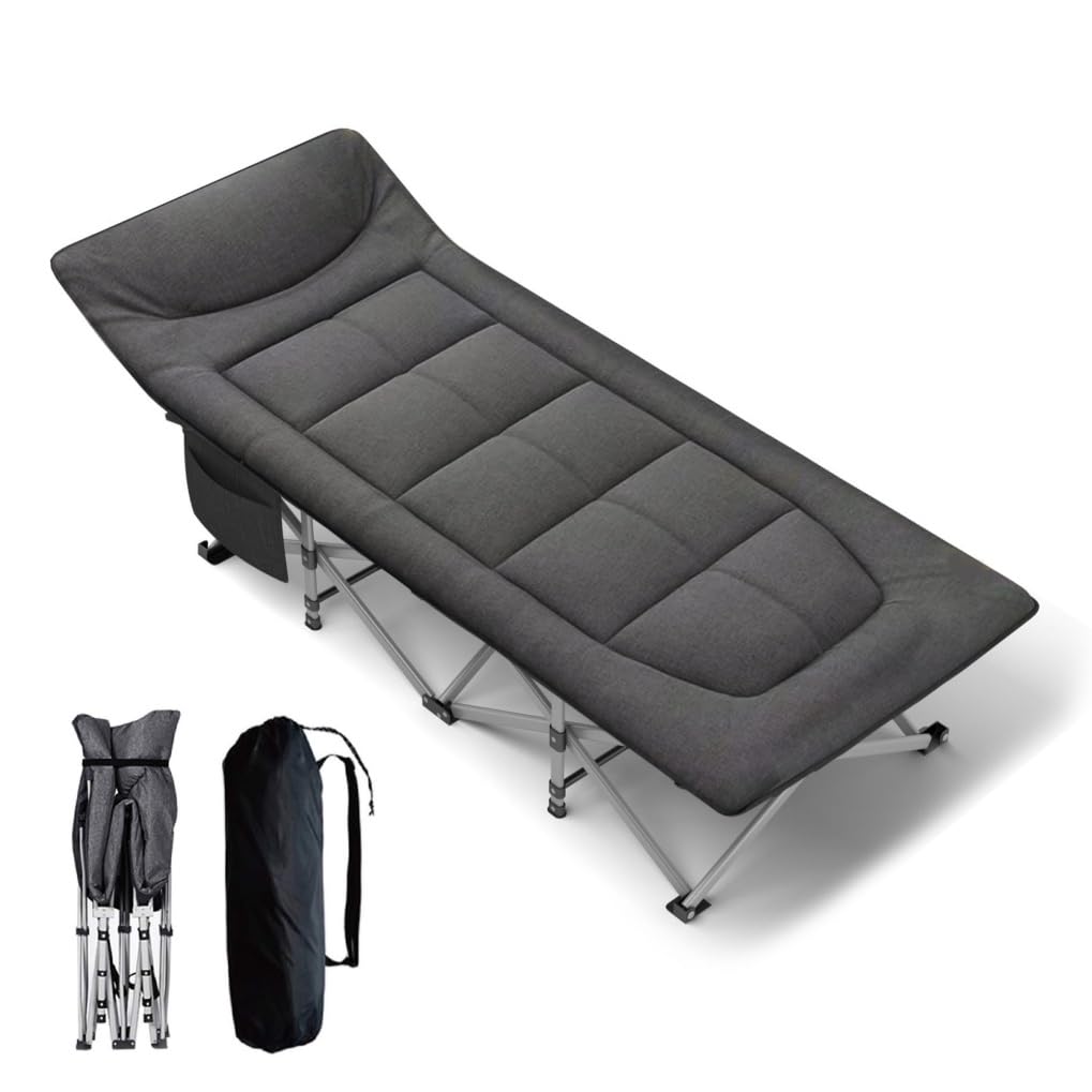 ANYATE 折りたたみベッド 簡易ベッド 室内外兼用 折り畳み式ベッド アウトドア キャンプ コット 耐荷重200kg 簡単設置 専用収納袋付き 収納便利 (ブラック)
