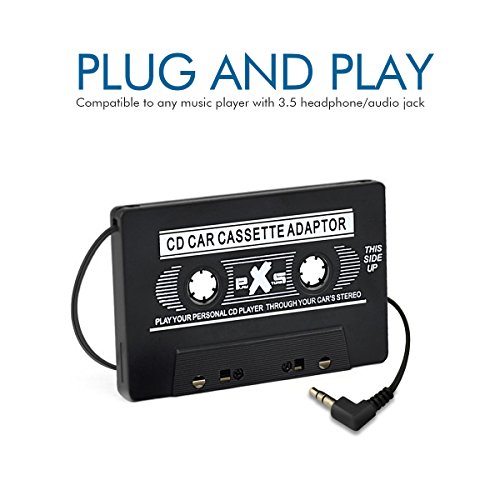 PLAY X STORE Universal Car Audio Cassette Adapter Car Connecting for Apple,iPod,mp3,Samsung Black