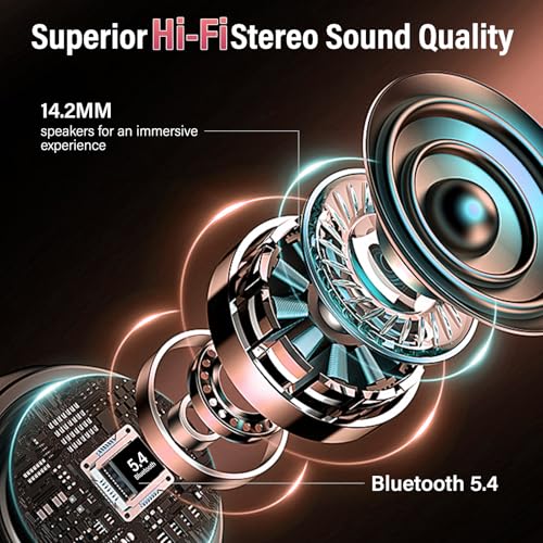 Image of Wireless Earbuds with Touch Screen, Bluetooth 5.4 Headphones, ANC /ENC Noise Cancelling, 48H HiFi Stereo Bluetooth Ear Buds with 5 EQ Modes, Transparency Mode, IPX7 Earphones, Rosa