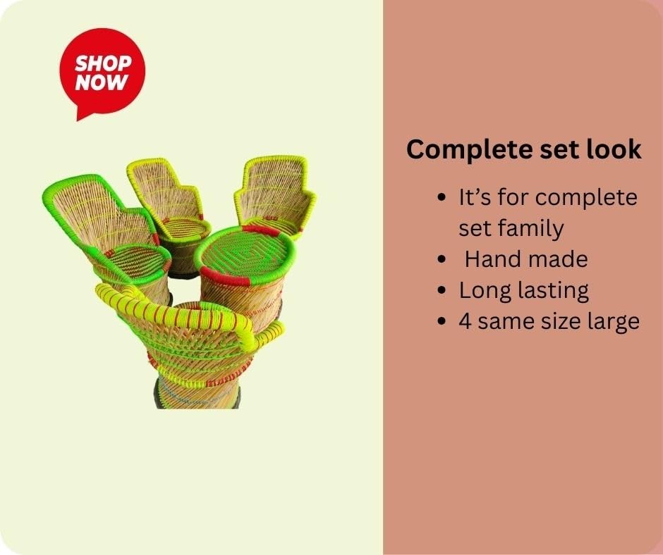 ZINKOO Handcrafted Wicker Cane Balcony Tea Set Combo with 4 Chairs and 1 Table | Eco Friendly Waterproof Sustainable Outdoor and Indoor Furniture Set for Home Garden Terrace and Patio 4