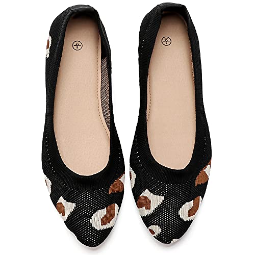 Women's Flats Shoes Pointed Toe Flats Comfortable Slip On Shoes Flat Dress Shoes Black Ballet Flats For Women(Leopard.us9) #TOP11