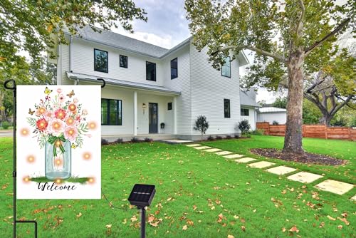 Spring-Garden-Flag8-Lighting-Modes-Solar-LED-Hello-Spring-Flag-Welcome-Summer-Seasonal-House-Flags-125-x-18-Inch-Garden-Flag-Outdoor-Decor-for-HomesGardensPatio-or-Lawn Spring Garden Flag8 Lighting Modes Solar LED Hello Spring Flag Welcome Summer Seasonal House Flags 125 x 18 Inch Garden Flag Outdoor Decor for HomesGardensPatio or Lawn