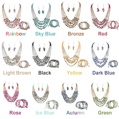 Firstmeet Bohemian Layered Shell Beaded Necklace Set Seed Bead Irregular Costume Jewelry for Women3