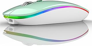 Uiosmuph G12 Wireless Mouse for Laptop, 2.4 GHz LED Wireless Mouse, Noiseless 1600 DPI Travel Mouse for Office Windows Mac Linux Macbook- Mint Green