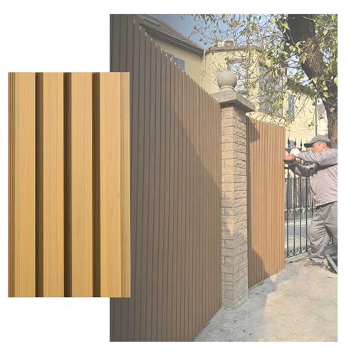 LVLDAWA Panneaux Muraux WPC Lattes Nervurées Clôture Intimité Extérieur Bardage Bois Composite pour Terrasse Jardin sans Entretien...