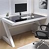 Glass Computer Desk, Student Writing Study Gaming Desk, Home - View #3
