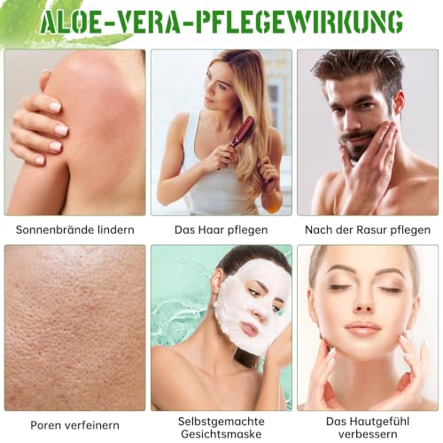 Aloe Vera Gel 300 ml, Natural Moisturising Cream for Sunburn Repair – Ansicht 6