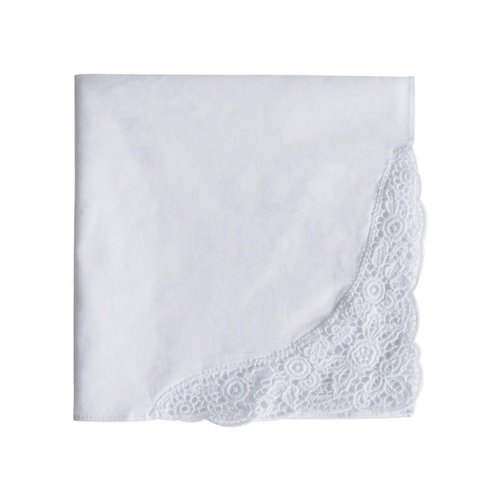 Royjj Women's White Roy Elegant Lace Trimmed Lady Cotton Handkerchiefs Delicate Flower Lace Hankies For Lace Trimmed Hankies Hankies Handkerchief