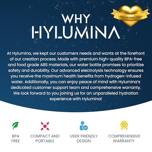 Hylumina Hydrogen Water Bottle Generator - Up to 6400ppb of Hydrogenated Water Per Cycle - SPE/PEM Tech - 9.5OZ Food Grade ABS Hydrogen Water Generator - Gift Bottles for Family, Athletes, Travel - Image 8
