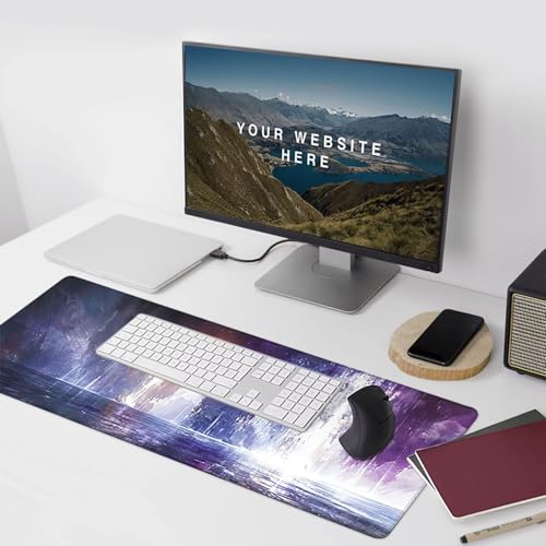 Tapis de Souris Gaming Noir, Grand Tapis de Souris XXL 900x300x3 mm, Abstrait Mouse Pad pour Clavier et Bureau, avec Bords Surpiqués et Dos Antidérapant Mousepad for Gamer Gaming Accessoire, Deco J-M – vue 4