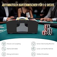 vonsera Kartenmischmaschine, Mischmaschine Karten für 1-4 Decks, USB-Kartenmischer automatischer für UNO, Poker und Blackjack – Kartenmischgerät batteriebetrieben (Schwarz, 2 Decks) – Ansicht 3