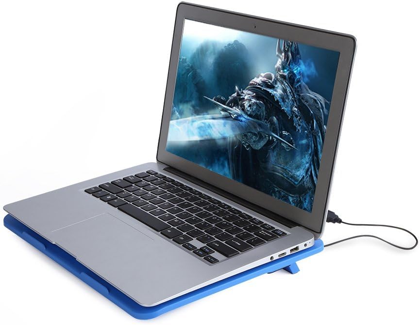 Laptop Cooling Pad, Portable Super Quiet Fans with Blue LEDs, Big Fan USB Powered Laptop Notebook Cooler Cooling Pad Stand for 14 inch or Below Laptop (Blue)