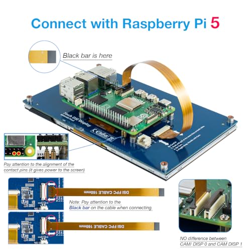 Image of Hosyond 7 Inch Touchscreen IPS DSI Display Compatible with Raspberry Pi 5 /4 /3, 800x480 Pixel Capacitive Screen MIPI Driver-Free Interface