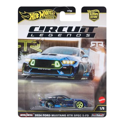 Hot Wheels Premium Car Culture 1:64 Scale Die-Cast 2024 Mustang RTR Spec 5-FD Collectible Vehicle with Real Riders Tires & Metal/Metal Body & Chassis