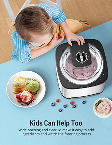 2.1 Quart Ice Cream Maker, Paris Rhône Automatic Homemade Electric Ice Cream Maker Machine For Countertops With Freezer Bowl, Spatula, Scoop, Measuring Cup For Frozen Yogurt, Creamy Ice Cream, #TOP4