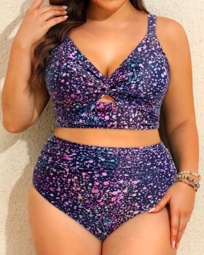 Image of Daci Plus Size Two Piece Swimsuits High Waisted Tummy Control Bikini