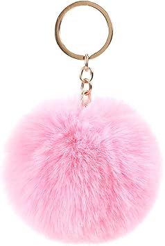 Pompoms Keychain 20 pieces Pom Pom Fluffy Keyring Multicolor Keyfob Faux Fur Balls for Hats Shoes Bags