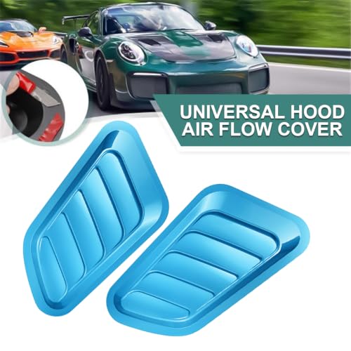 Image of Blilo Car Hood Vents, 2PCS Universal Hood Air Vents for Car Hood Scoop, Bonnet Vent Hood Air Intake Trim Cover (Blue)